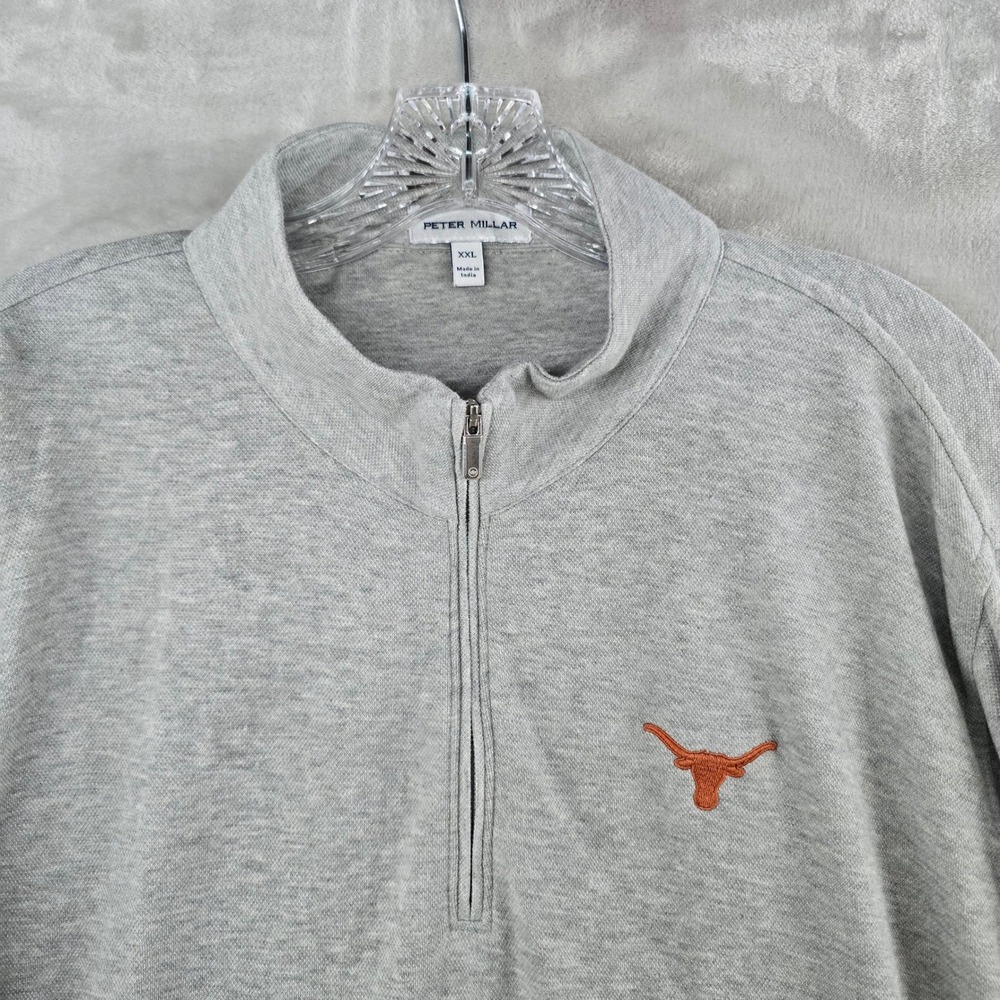 Peter Millar Quarter Zip Pullover Mens XXL Gray Texas Longhorns Embroidered Logo